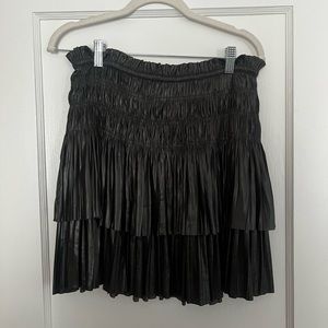 Fab’rik Ruched Tiered Metallic mini Skirt - gunmetal grey color